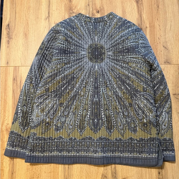 Blair Paisley Reversible Jacket Womens L Gray and Gold Quilted Coat - Picture 8 of 10